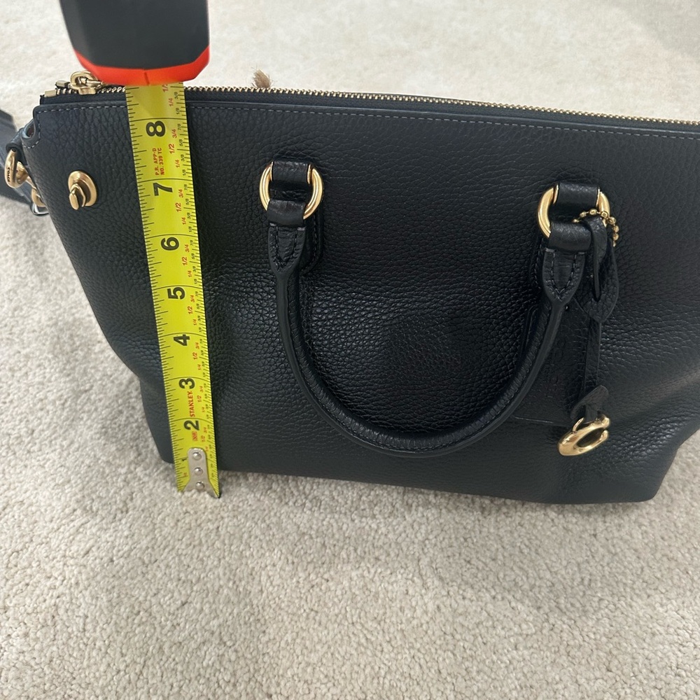 Coach Black Leather Satchel with Gold Accents - Picture 8 of 8